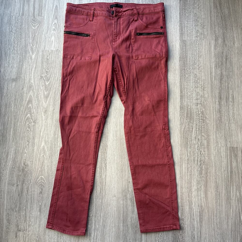 Sanctuary Denim Women's 32 Red Moto Zipper Skinny Jeans